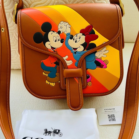 Coach Brown Crossbody Bag with Mickey and Minnie Design - Picture 2 of 8